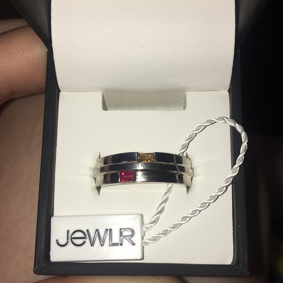 Sterling silver ring with ruby and citrine. - Picture 2 of 2